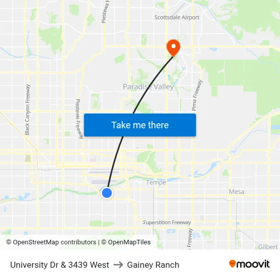 University Dr & 3439 West to Gainey Ranch map