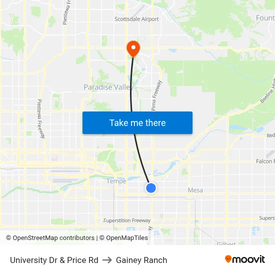 University Dr & Price Rd to Gainey Ranch map