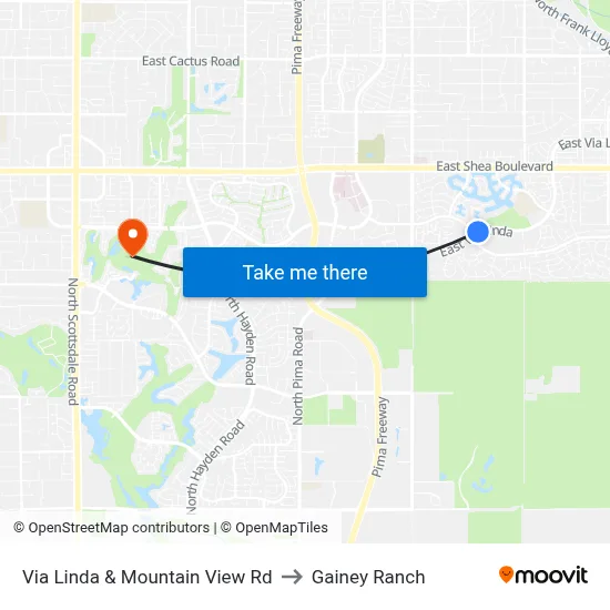 Via Linda & Mountain View Rd to Gainey Ranch map