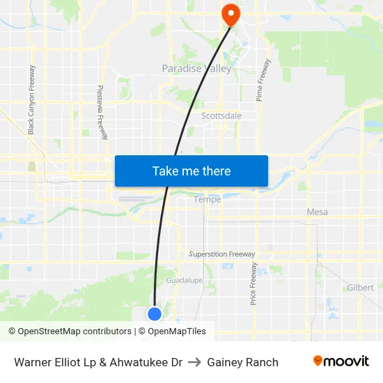 Warner Elliot Lp & Ahwatukee Dr to Gainey Ranch map