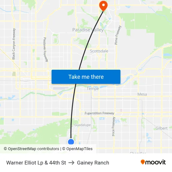 Warner Elliot Lp & 44th St to Gainey Ranch map