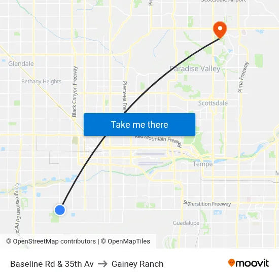 Baseline Rd & 35th Av to Gainey Ranch map