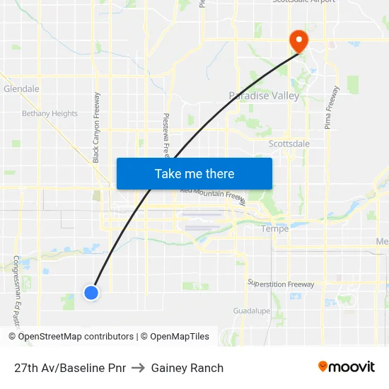 27th Av/Baseline Pnr to Gainey Ranch map