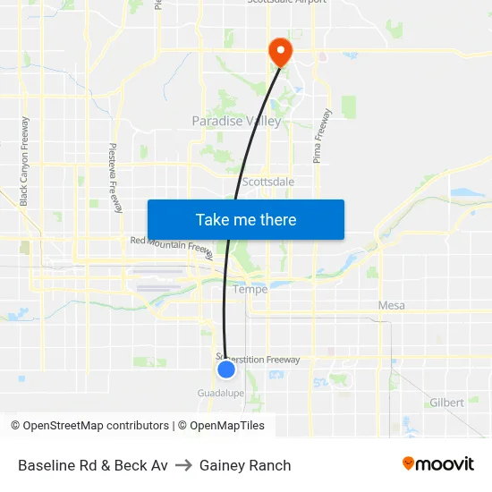 Baseline Rd & Beck Av to Gainey Ranch map