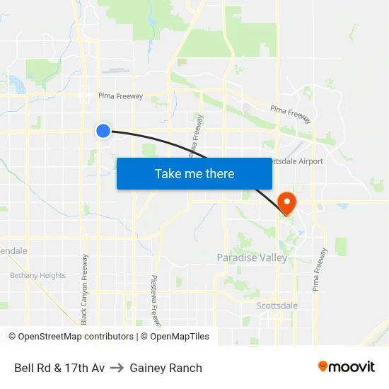 Bell Rd & 17th Av to Gainey Ranch map