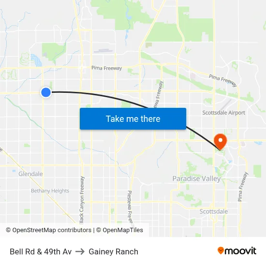 Bell Rd & 49th Av to Gainey Ranch map