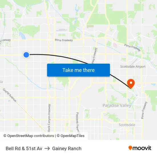 Bell Rd & 51st Av to Gainey Ranch map