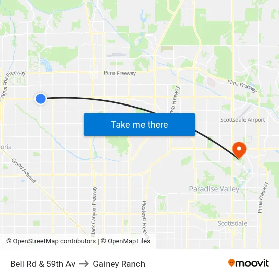 Bell Rd & 59th Av to Gainey Ranch map