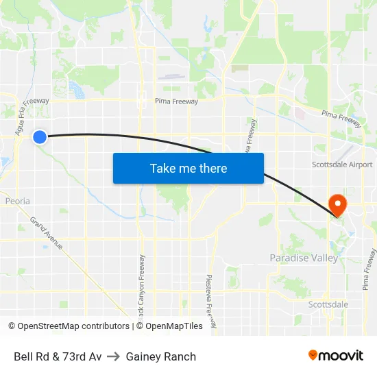 Bell Rd & 73rd Av to Gainey Ranch map