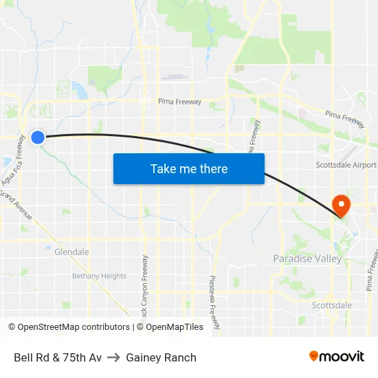 Bell Rd & 75th Av to Gainey Ranch map