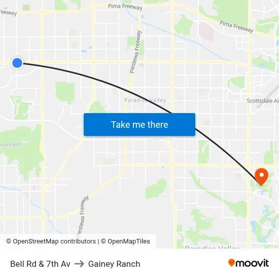 Bell Rd & 7th Av to Gainey Ranch map