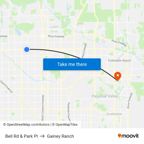 Bell Rd & Park Pl to Gainey Ranch map