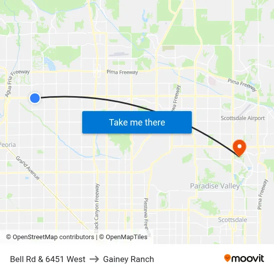 Bell Rd & 6451 West to Gainey Ranch map