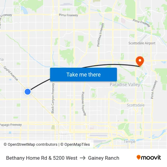 Bethany Home Rd & 5200 West to Gainey Ranch map