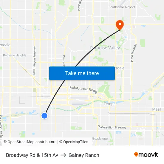 Broadway Rd & 15th Av to Gainey Ranch map