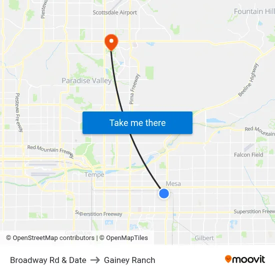 Broadway Rd & Date to Gainey Ranch map