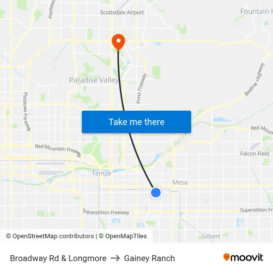 Broadway Rd & Longmore to Gainey Ranch map