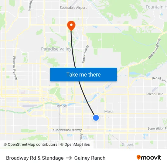 Broadway Rd & Standage to Gainey Ranch map