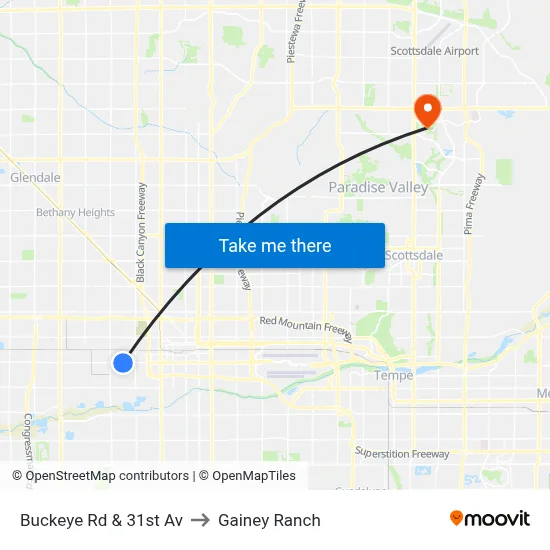 Buckeye Rd & 31st Av to Gainey Ranch map