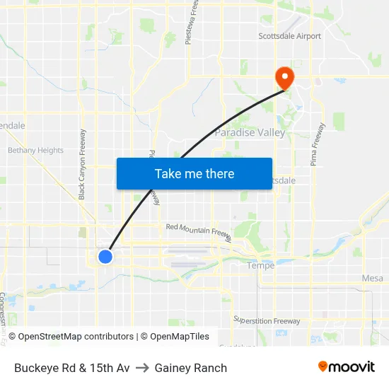 Buckeye Rd & 15th Av to Gainey Ranch map