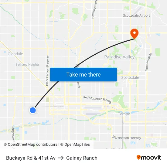 Buckeye Rd & 41st Av to Gainey Ranch map