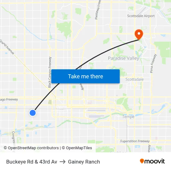 Buckeye Rd & 43rd Av to Gainey Ranch map