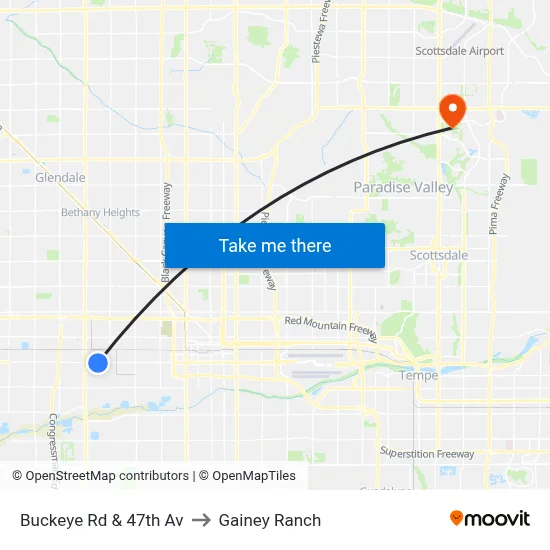Buckeye Rd & 47th Av to Gainey Ranch map