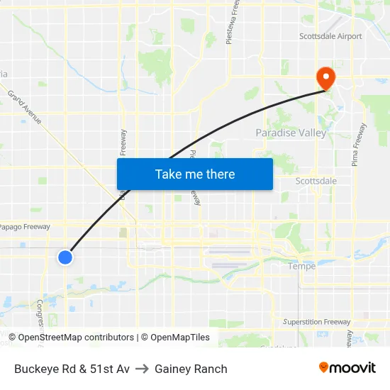Buckeye Rd & 51st Av to Gainey Ranch map