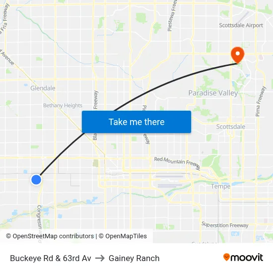 Buckeye Rd & 63rd Av to Gainey Ranch map