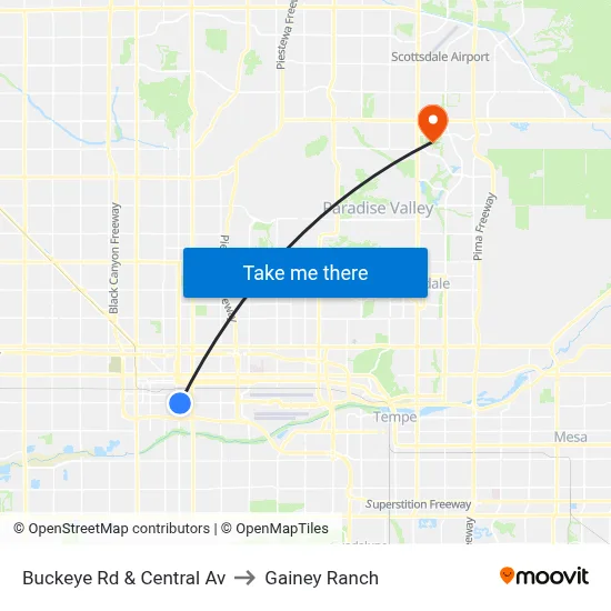 Buckeye Rd & Central Av to Gainey Ranch map