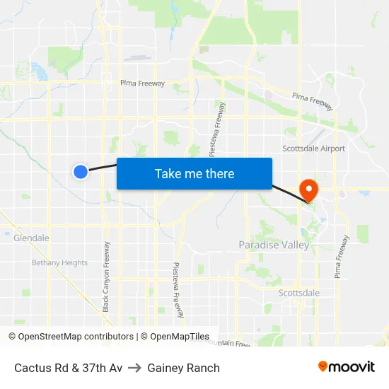 Cactus Rd & 37th Av to Gainey Ranch map