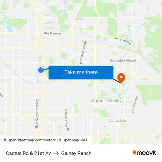 Cactus Rd & 21st Av to Gainey Ranch map
