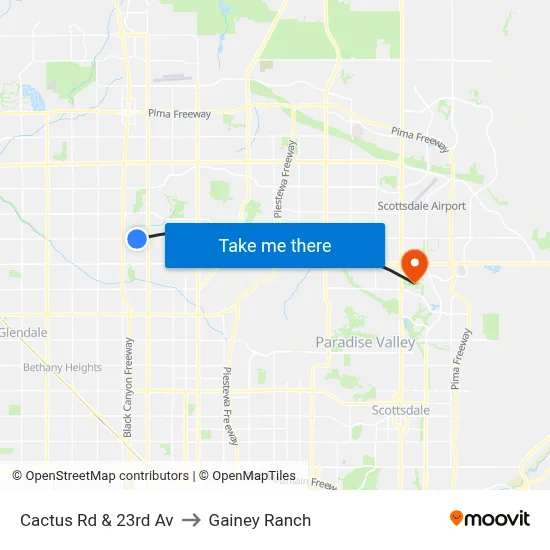 Cactus Rd & 23rd Av to Gainey Ranch map