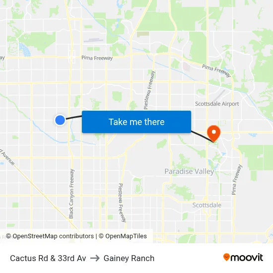 Cactus Rd & 33rd Av to Gainey Ranch map