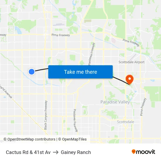 Cactus Rd & 41st Av to Gainey Ranch map
