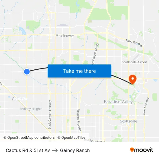Cactus Rd & 51st Av to Gainey Ranch map