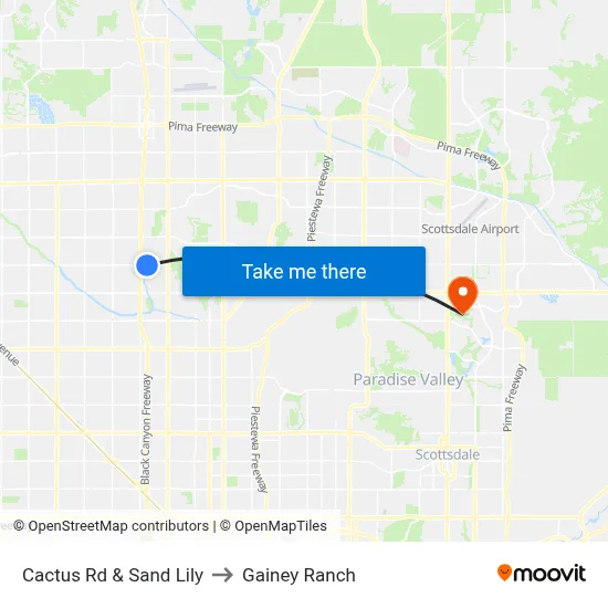 Cactus Rd & Sand Lily to Gainey Ranch map