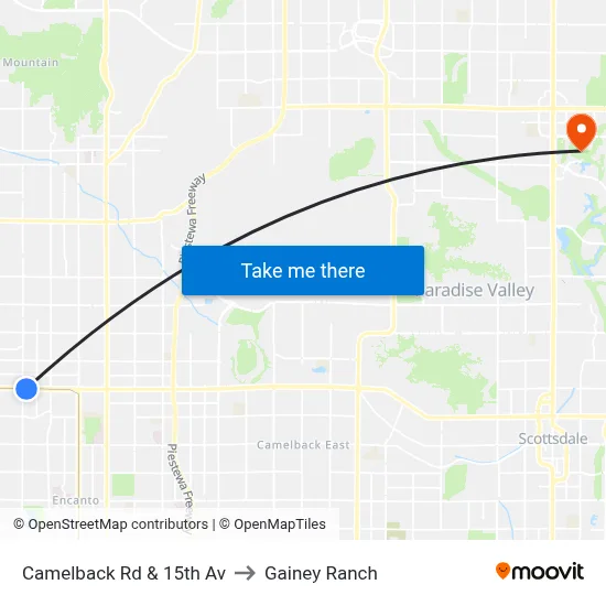 Camelback Rd & 15th Av to Gainey Ranch map
