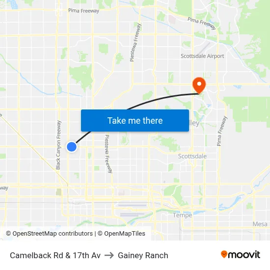 Camelback Rd & 17th Av to Gainey Ranch map