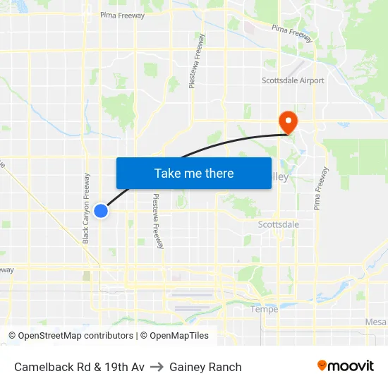 Camelback Rd & 19th Av to Gainey Ranch map