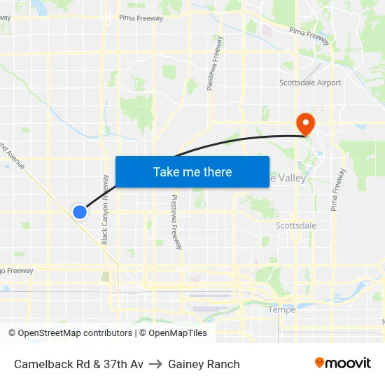 Camelback Rd & 37th Av to Gainey Ranch map