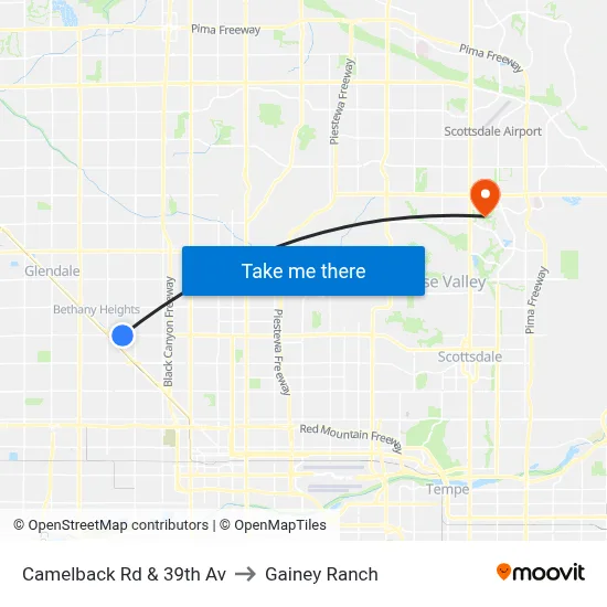 Camelback Rd & 39th Av to Gainey Ranch map