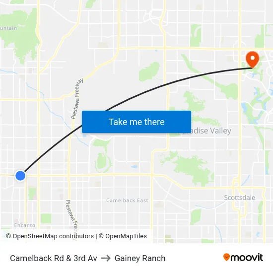 Camelback Rd & 3rd Av to Gainey Ranch map