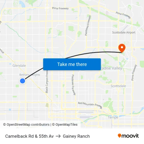 Camelback Rd & 55th Av to Gainey Ranch map