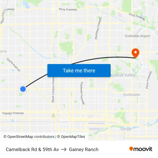 Camelback Rd & 59th Av to Gainey Ranch map