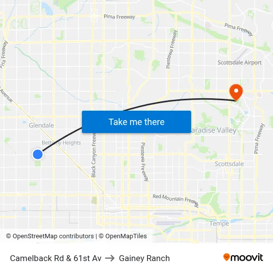 Camelback Rd & 61st Av to Gainey Ranch map