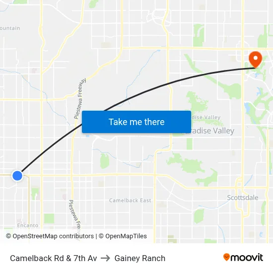 Camelback Rd & 7th Av to Gainey Ranch map