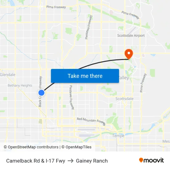 Camelback Rd & I-17 Fwy to Gainey Ranch map