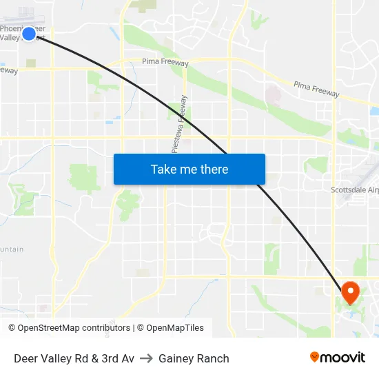 Deer Valley Rd & 3rd Av to Gainey Ranch map
