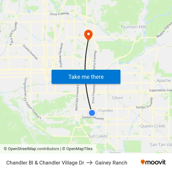 Chandler Bl & Chandler Village Dr to Gainey Ranch map